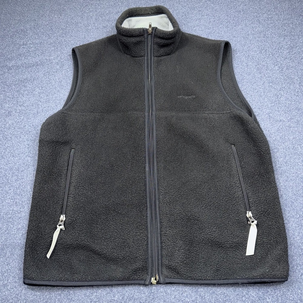 Patagonia Synchilla Fleece Vest Size Small Black Zip Up Vintage